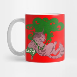 smoking monmon cat on pillow Mug